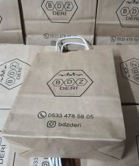 Baskılı Kahverengi Kraft Çanta 18x8x24cm - 500 Adet