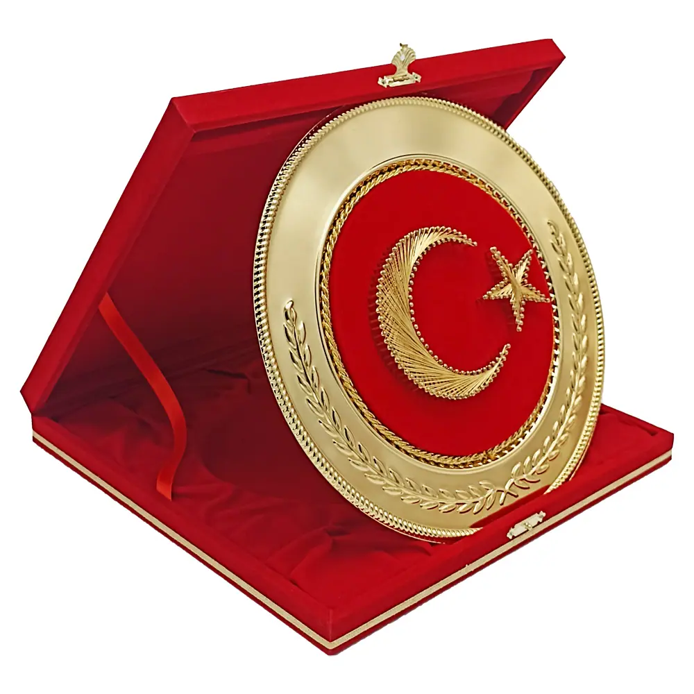 Altın Ayyıldız Plaket KP01-A - Lüks Kadife Plaketler | Baskı Seç