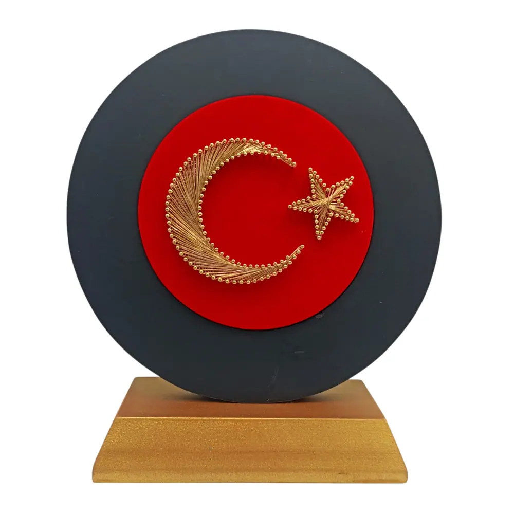 Altın Ayyıldız Plaket KP04-A - Lüks Kadife Plaketler | Baskı Seç