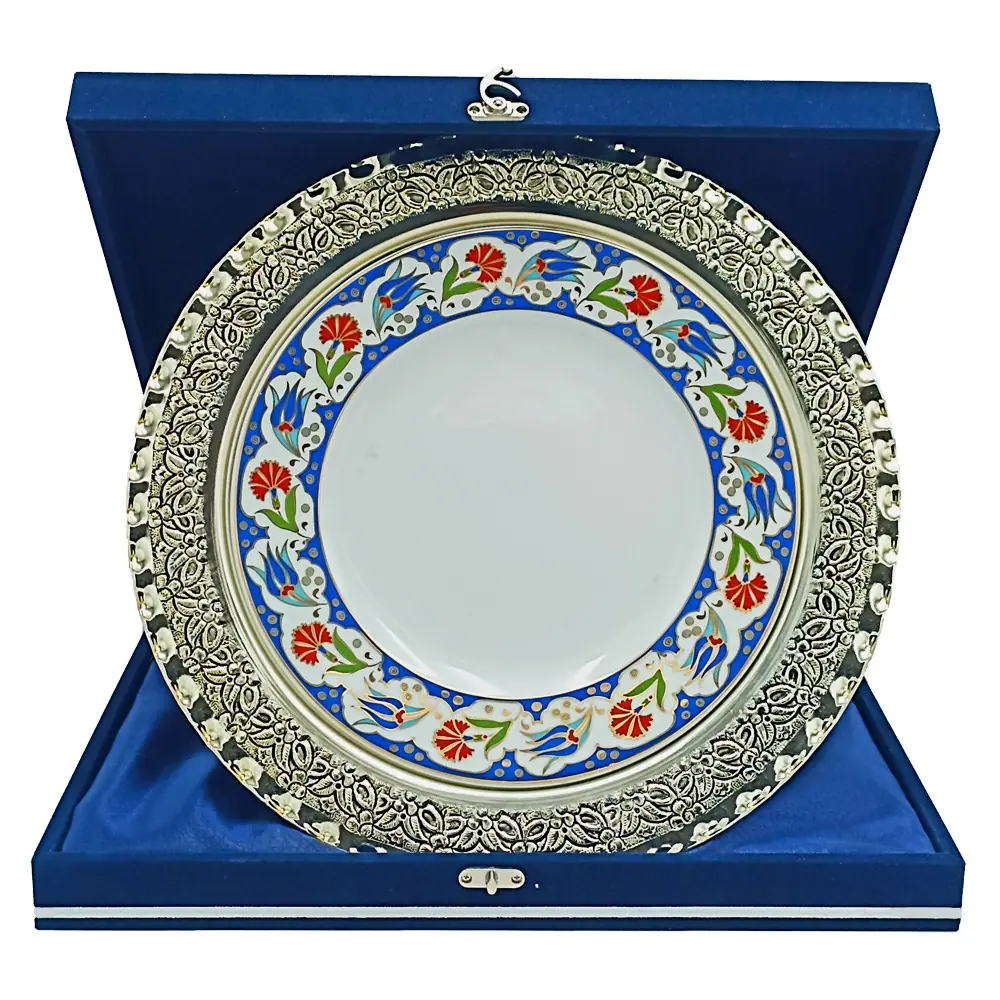Çini Desenli Tabak (24 cm) - Lüks Kadife Plaketler | Baskı Seç