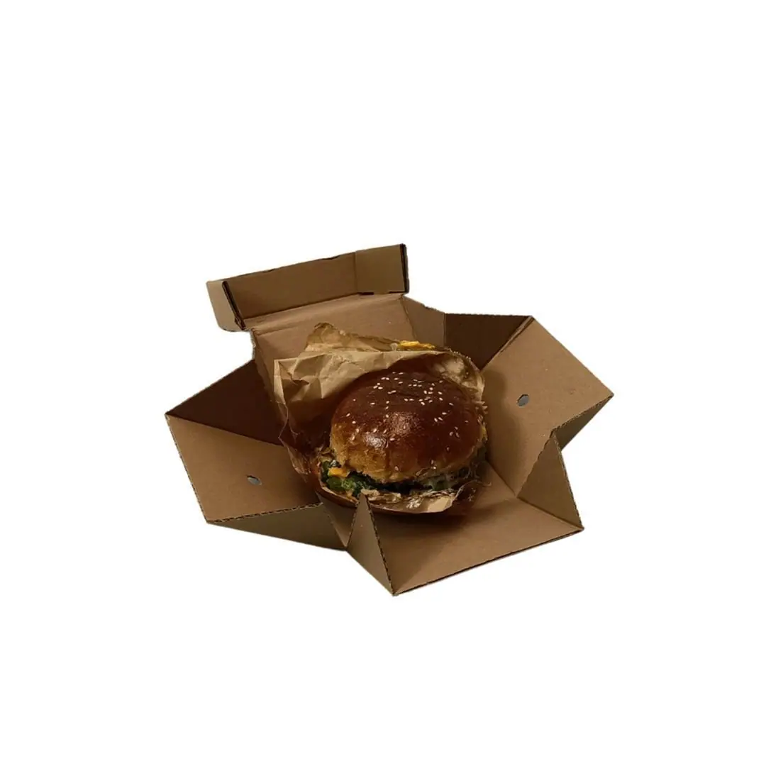 12,5x12,5x10 cm Esmer Tepsi Tipi Hamburger Kutusu - Hamburger Kutuları | Baskı Seç
