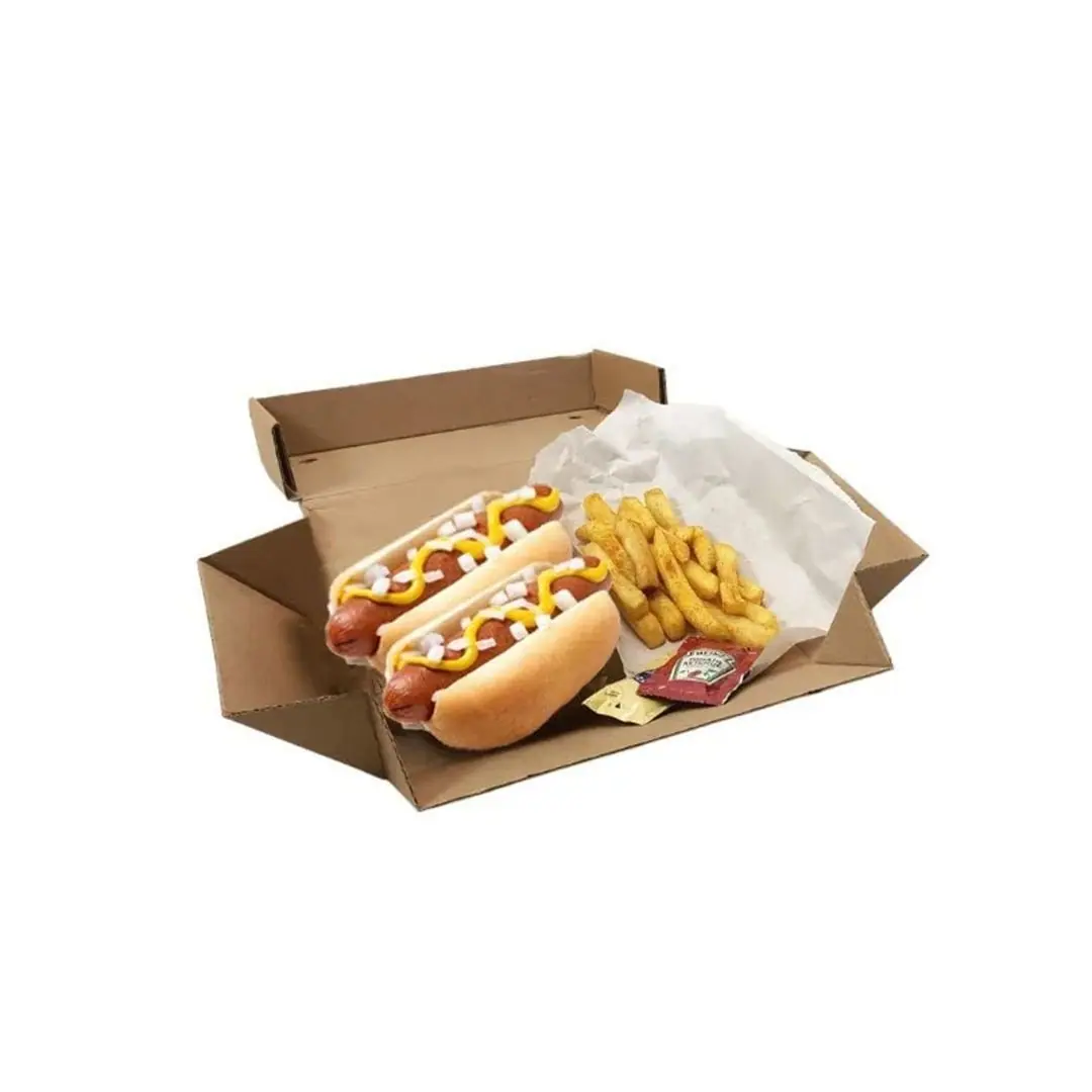 21x12x8 cm Esmer Tepsi Tipi Sandviç Hot Dog Kutusu - Sandviç Kutuları | Baskı Seç