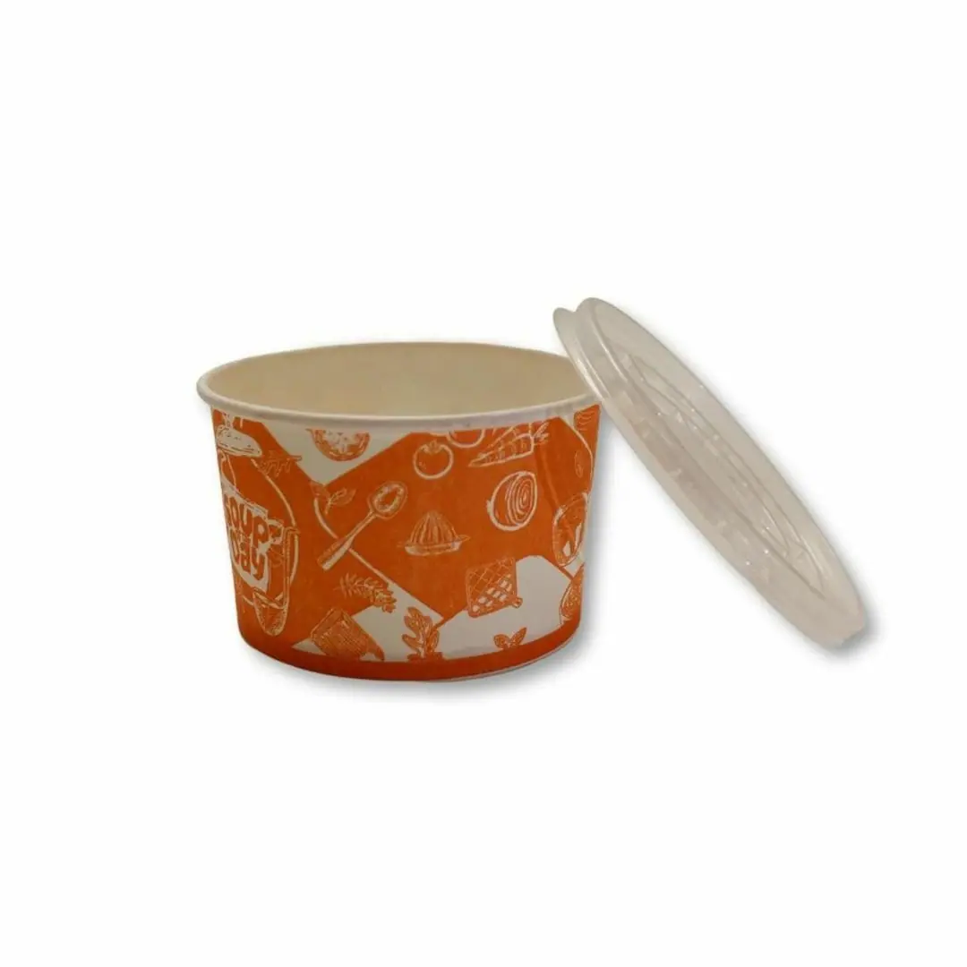 Kapaklı Karton Çorba Kasesi 16 Oz - Kapaklı Çorba Kaseleri | Baskı Seç