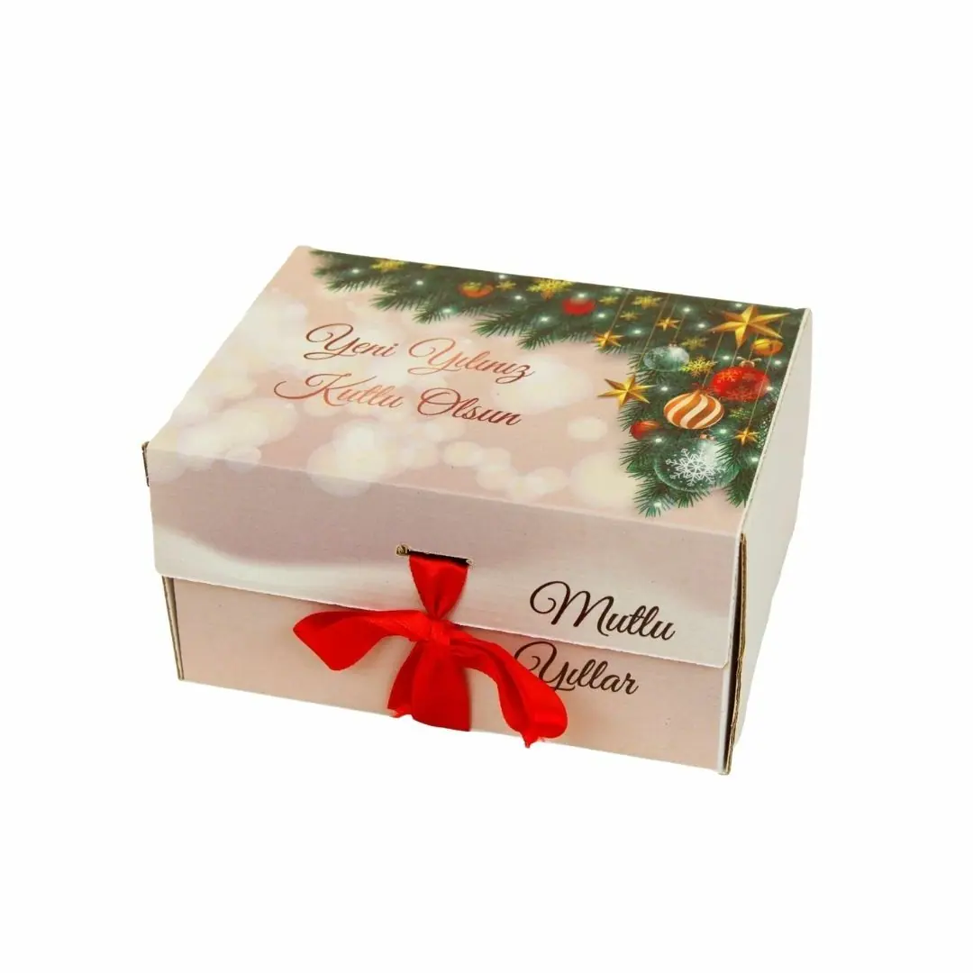Kurdeleli Yeni Yıl Hediye kutu 15,5x15x10 cm - Özel Günler | Baskı Seç