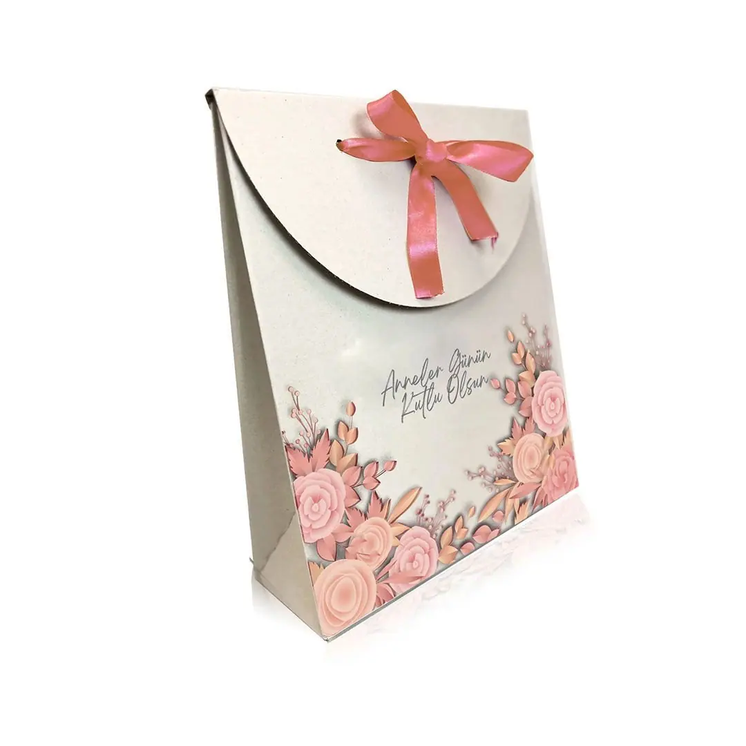 Pembe Kurdeleli Anneler Günü Hediye Paketi 20x10x25 cm - Özel Günler | Baskı Seç