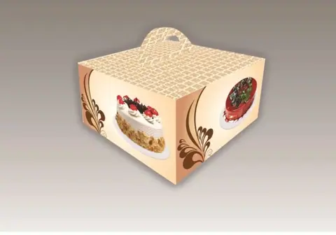 1 Nolu Yaş Pasta Kutusu Saplı Standart Baskılı - Tatlı ve Pasta Kutuları