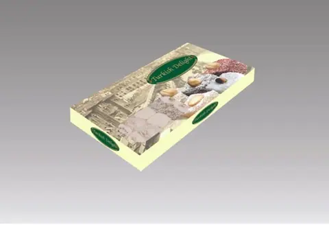 500 GR Lokum Kutusu Pencereli Standart Baskılı - Tatlı ve Pasta Kutuları