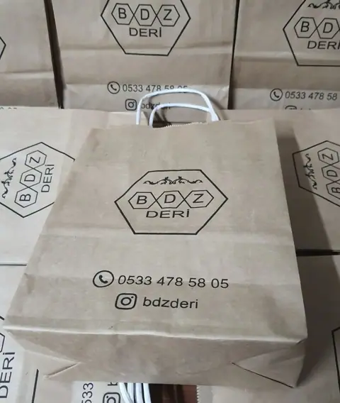 Baskılı Kahverengi Kraft Çanta görsel 2