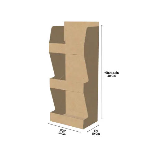 10x15x30 cm Karton Üç Katlı Dergilik Stand - Özel Amaçlı Kutular