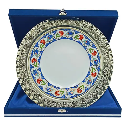 Çini Desenli Tabak (24 cm) - Lüks Kadife Plaketler