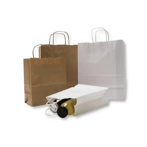 33X33+20cm Burgu Saplı Kağıt Çanta - Kraft Kağıt Çanta