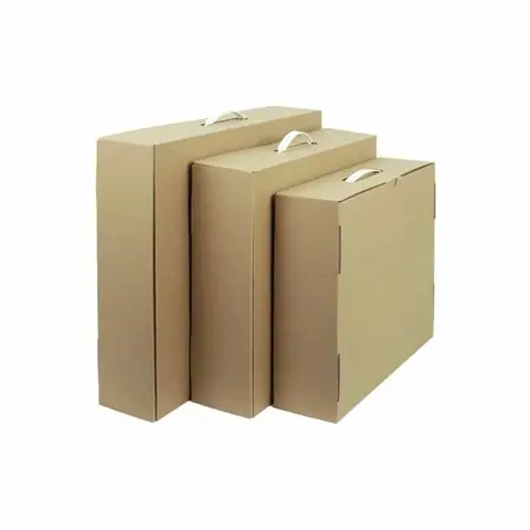 37x32x10 cm Esmer Plastik Kulplu Çanta - Plastik Kulplu Çanta Kutuları