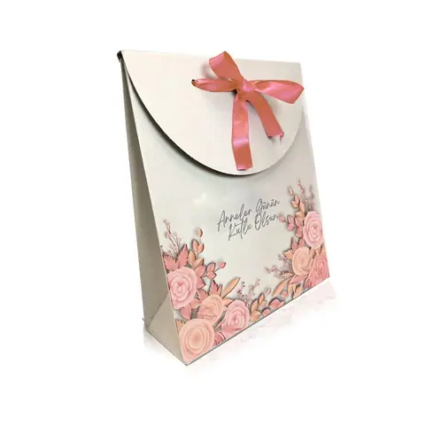 Pembe Kurdeleli Anneler Günü Hediye Paketi 20x10x25 cm - Özel Günler Online Sipariş